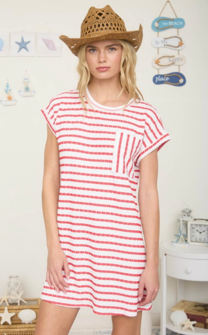 Coastal Catch Striped Tee Dress