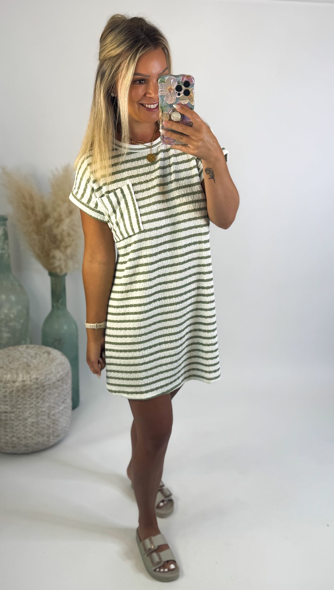 Coastal Catch Striped Tee Dress