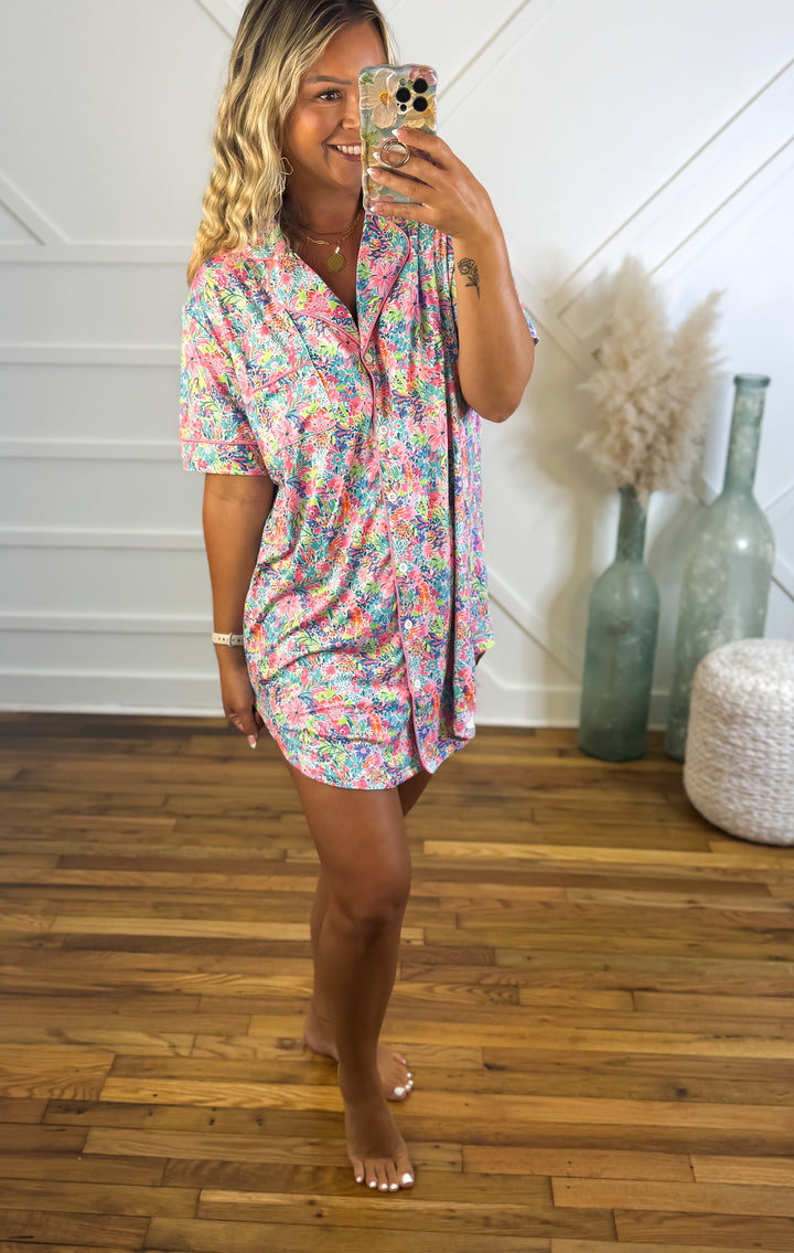 Tee Sleep Dress in Tropical Daydream