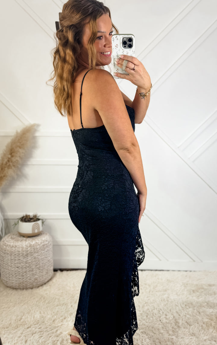 Noir Elegance Hi Lo Maxi Dress