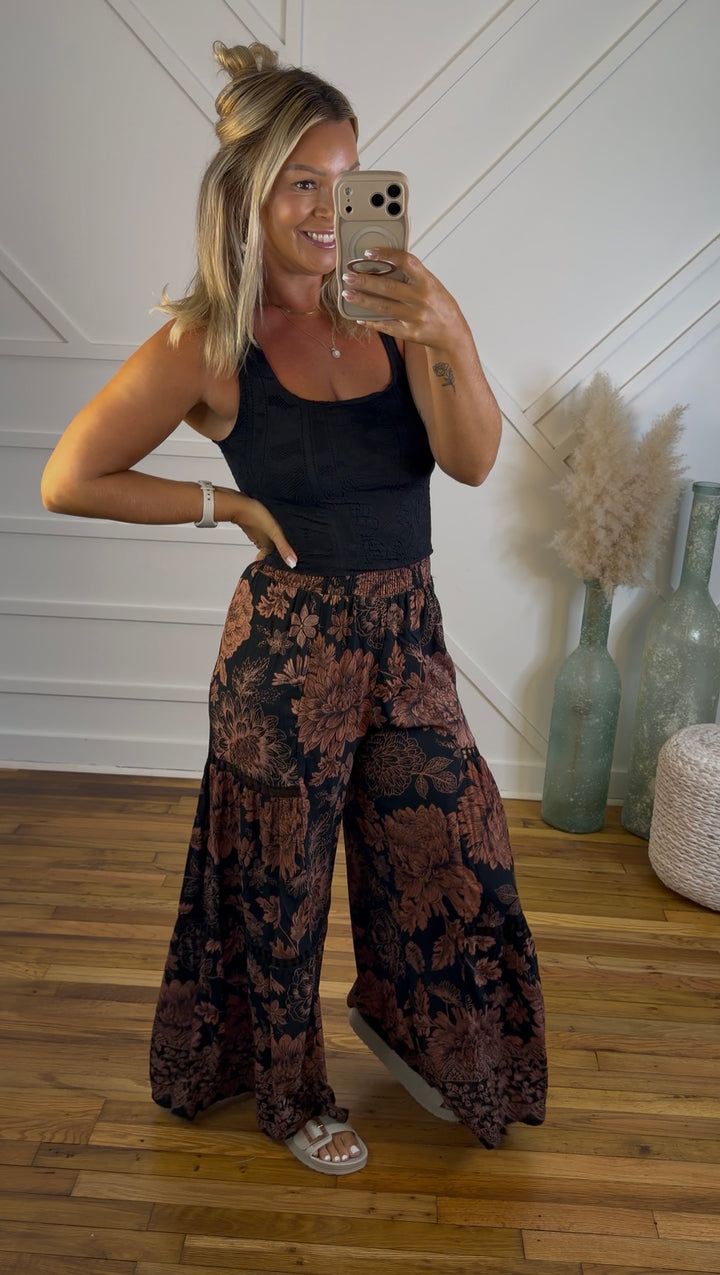 Midnight Dahlia Wide Leg Pants