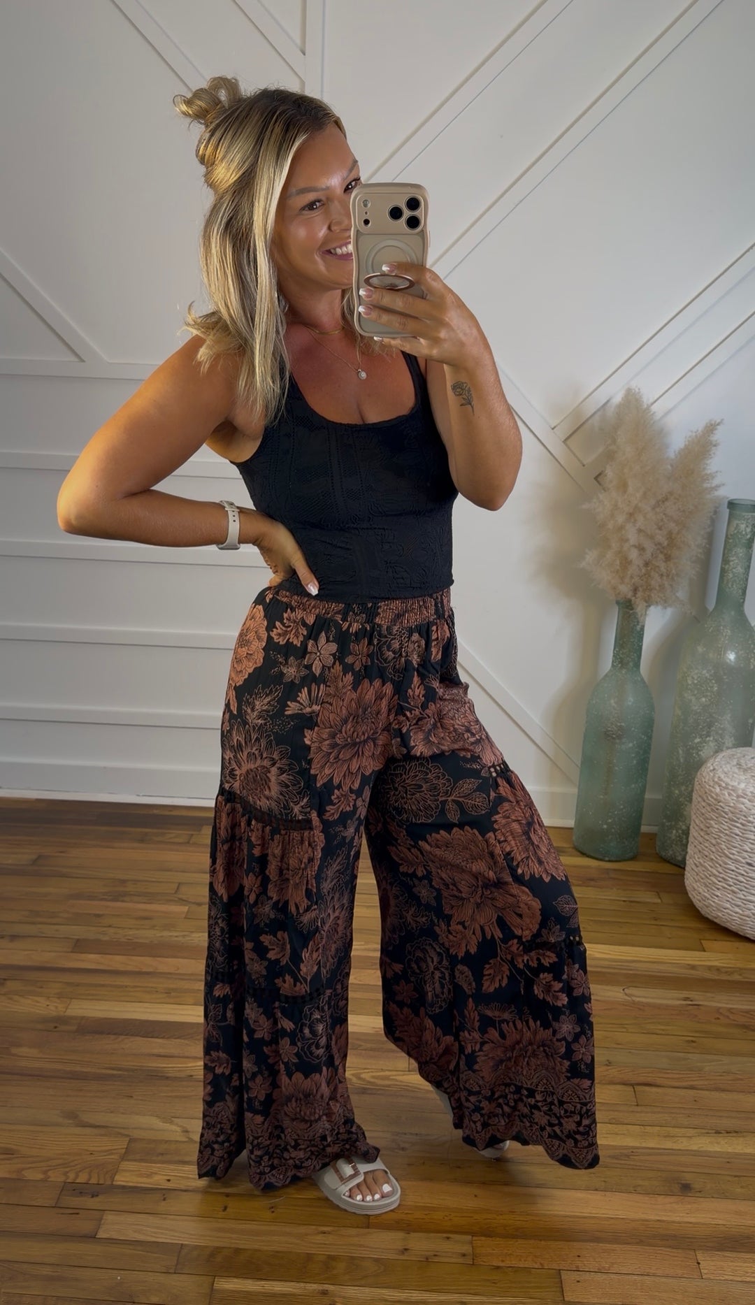 Midnight Dahlia Wide Leg Pants
