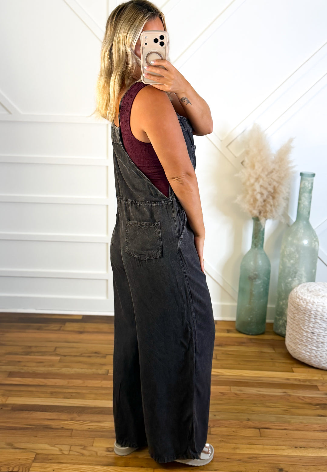 Midnight Drift Wide Leg Overalls