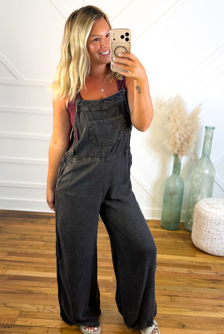 Midnight Drift Wide Leg Overalls