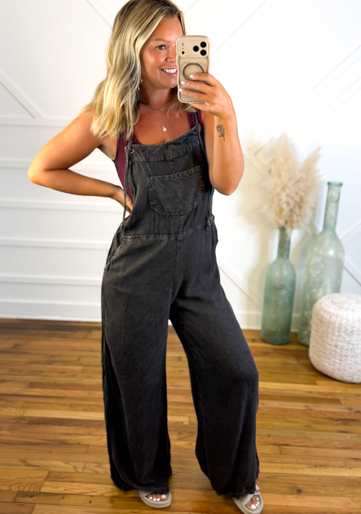 Midnight Drift Wide Leg Overalls
