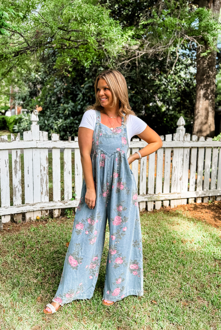 Vintage Wildflower Denim Overalls
