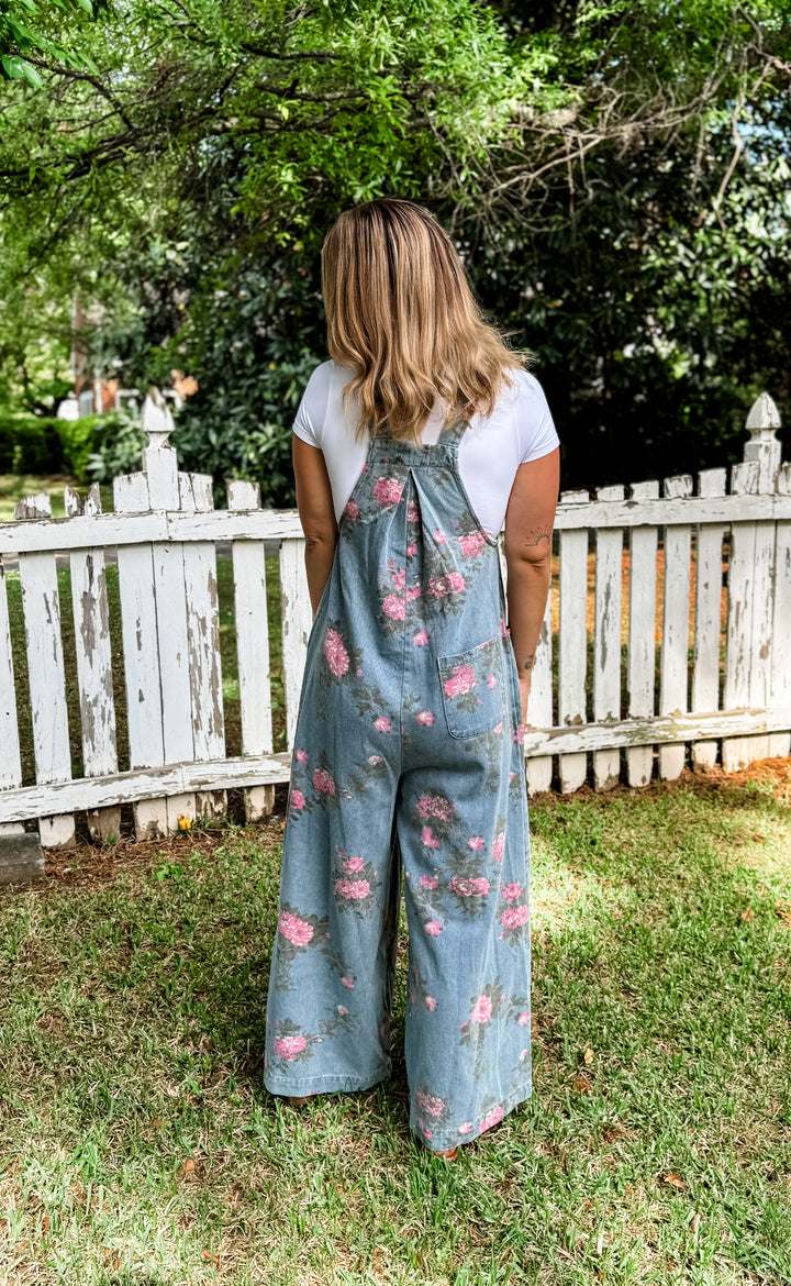 Vintage Wildflower Denim Overalls