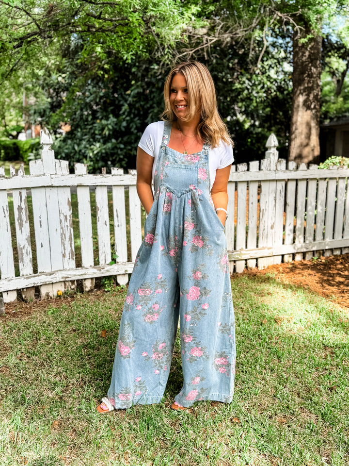 Vintage Wildflower Denim Overalls