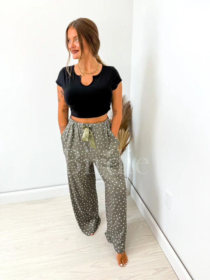 Sleepy Sprinkles Green Pajama Pants with Satin Bow