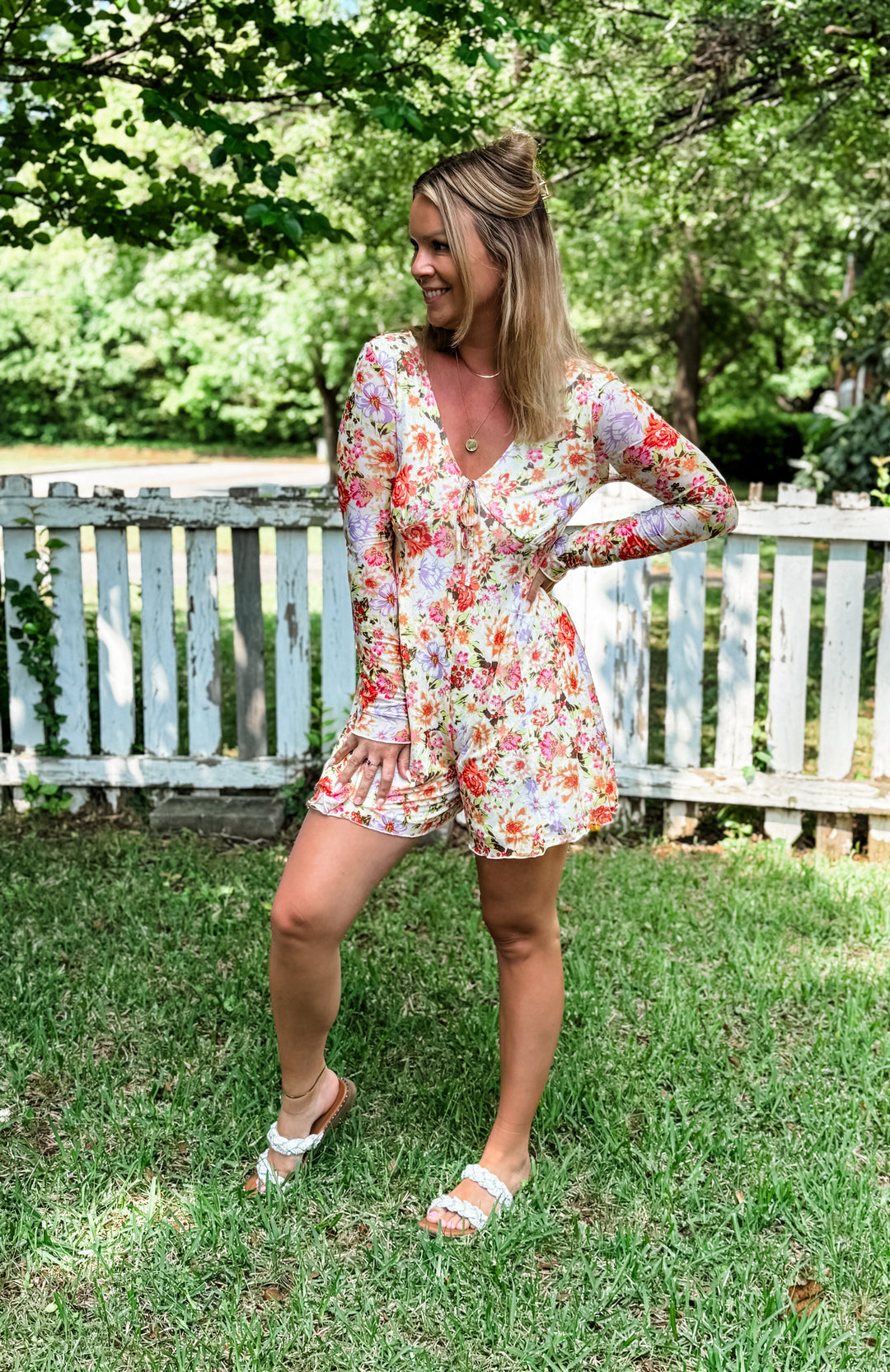 Jenna Floral Mesh Romper