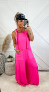 Kristen Overall Style Wide Leg Solid Ribbed Jumpsuit