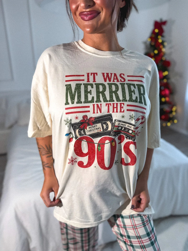 It was Merrier In The 90s Graphic Tee on Ivory