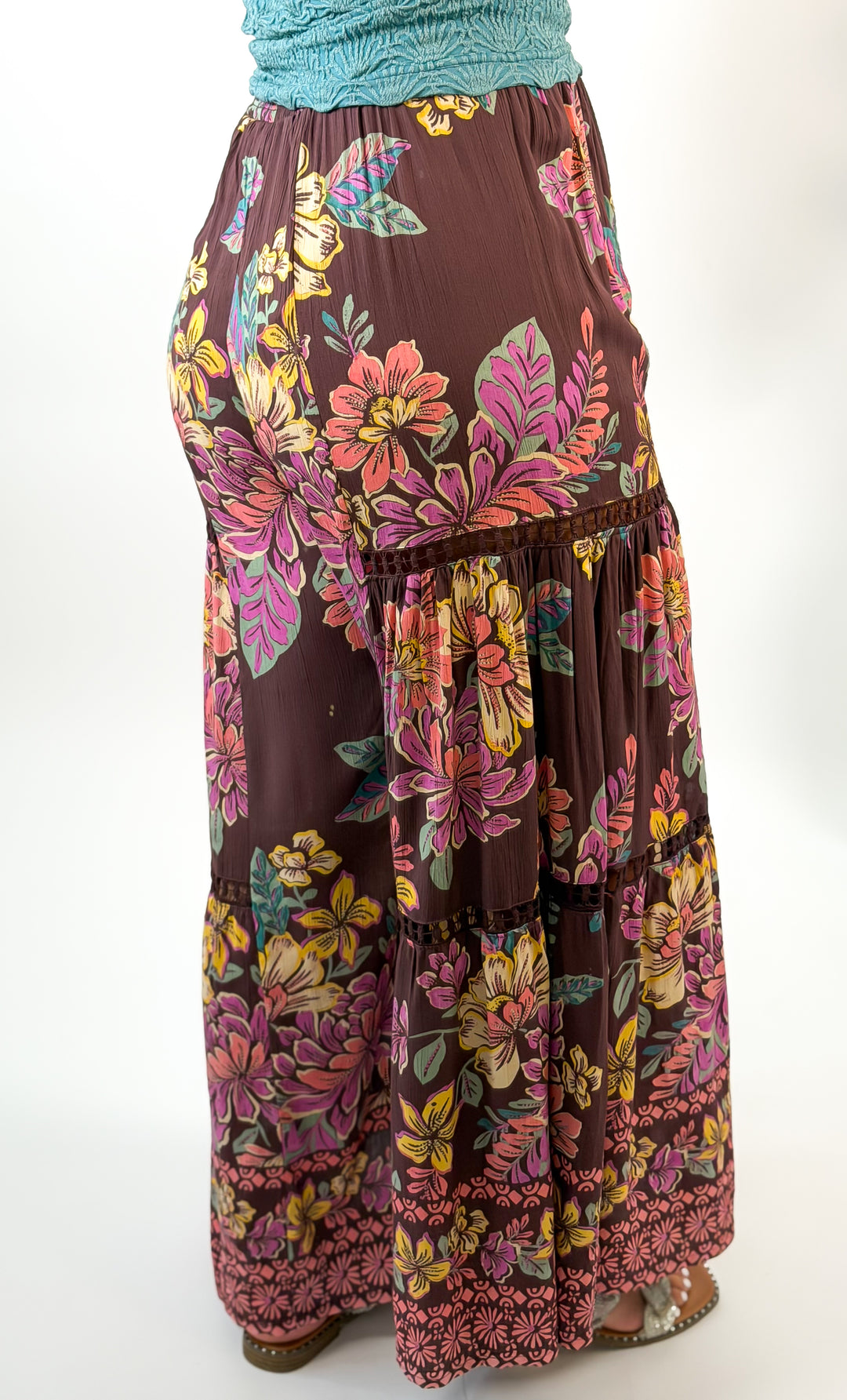 Black Cherry Blossom Palazzo Wide Leg Pant