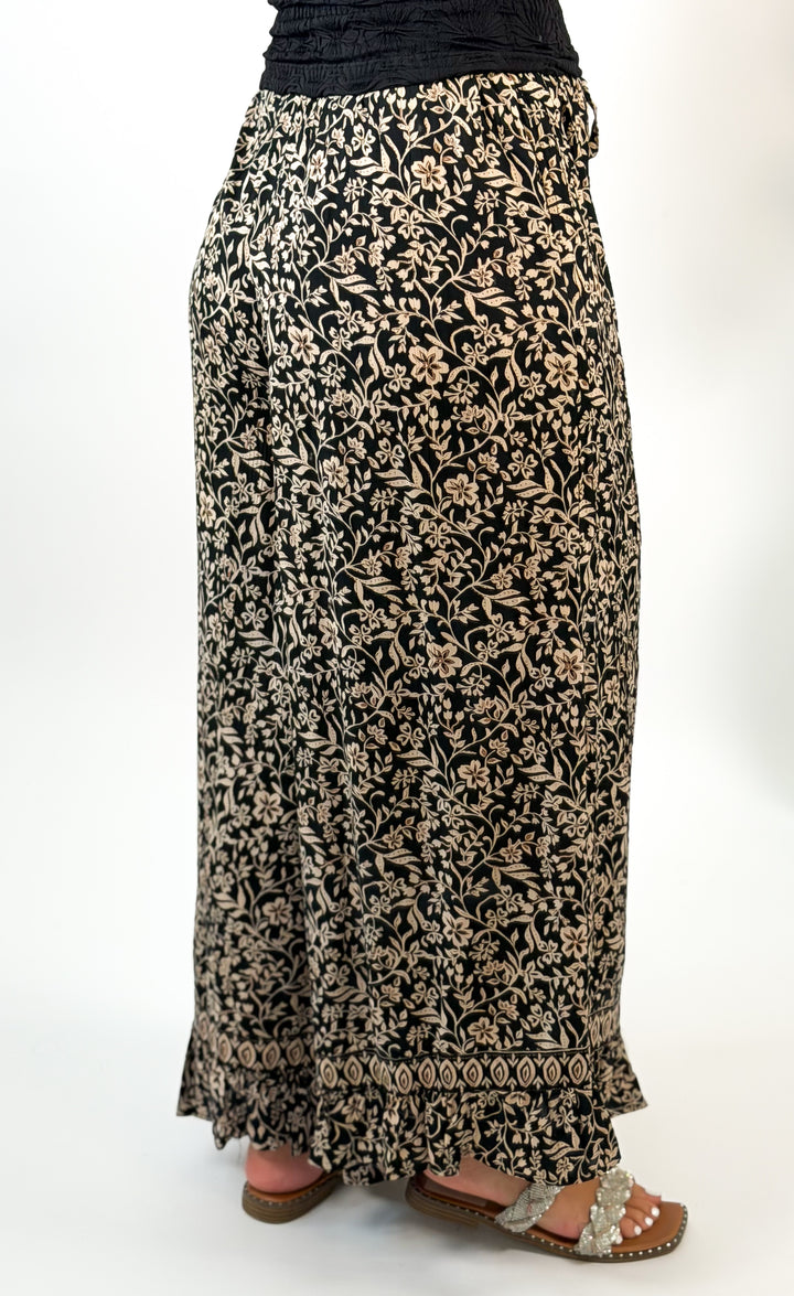 Midnight Meadow Floral Wide Leg Palazzo Pants
