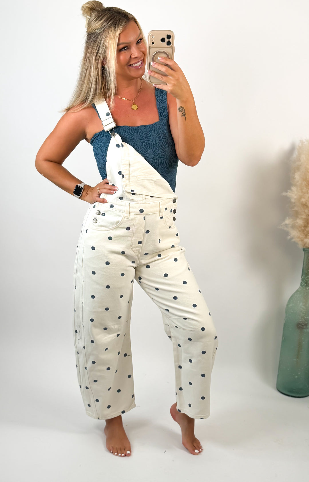 Dotty Darling Polka Dot Denim Overalls
