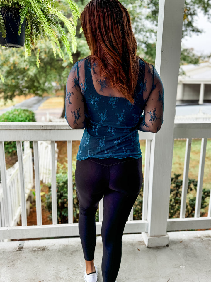 Roxie Lace Top Teal Blue