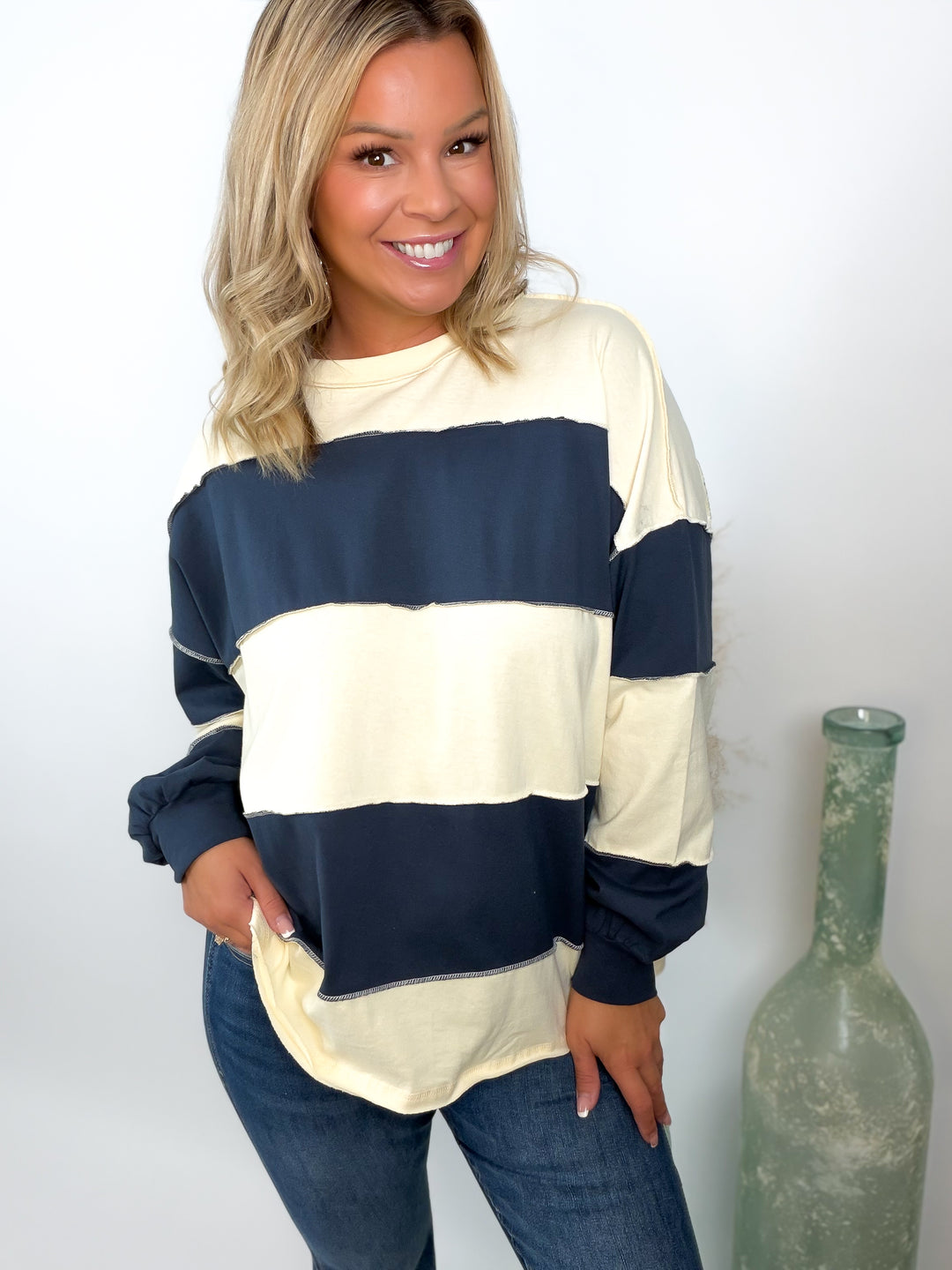 Easy Does It Color Block Oversized Pullover