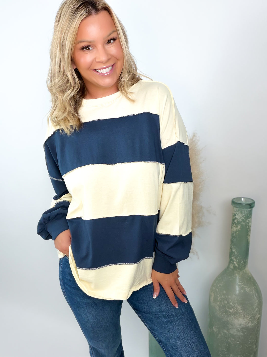 Easy Does It Color Block Oversized Pullover