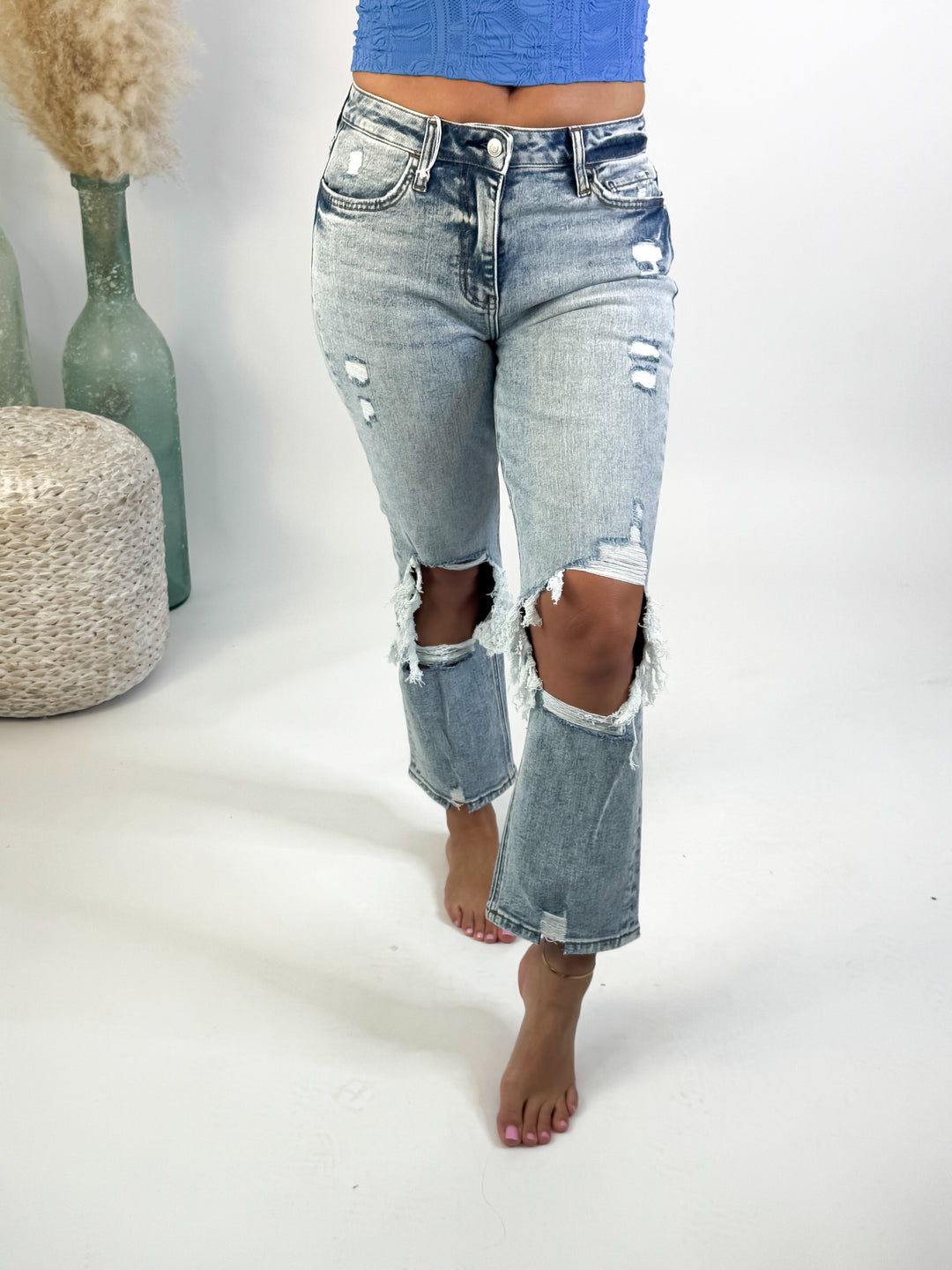 High-Rise Crop Straight Jeans by Lovervet
