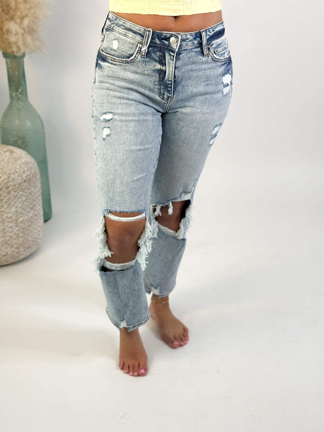 High-Rise Crop Straight Jeans by Lovervet