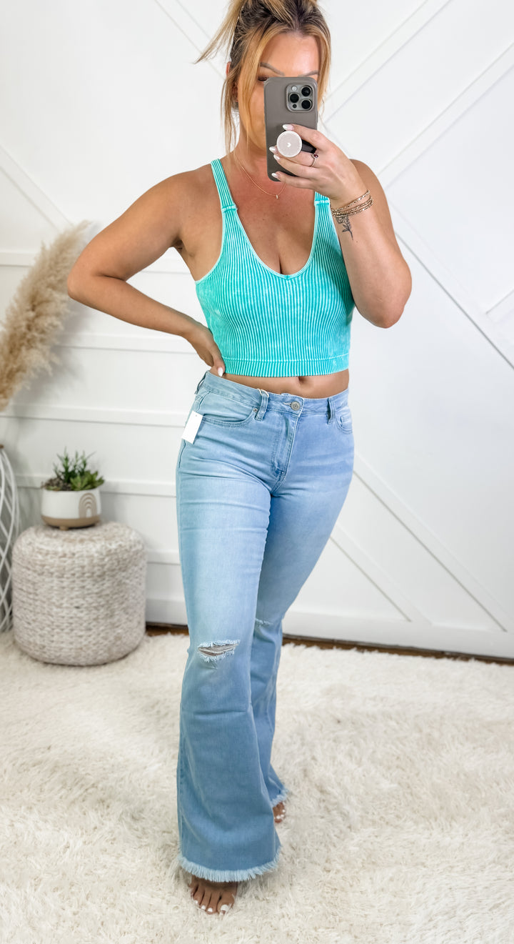 Hayden High Rise Flare Jeans by YMI