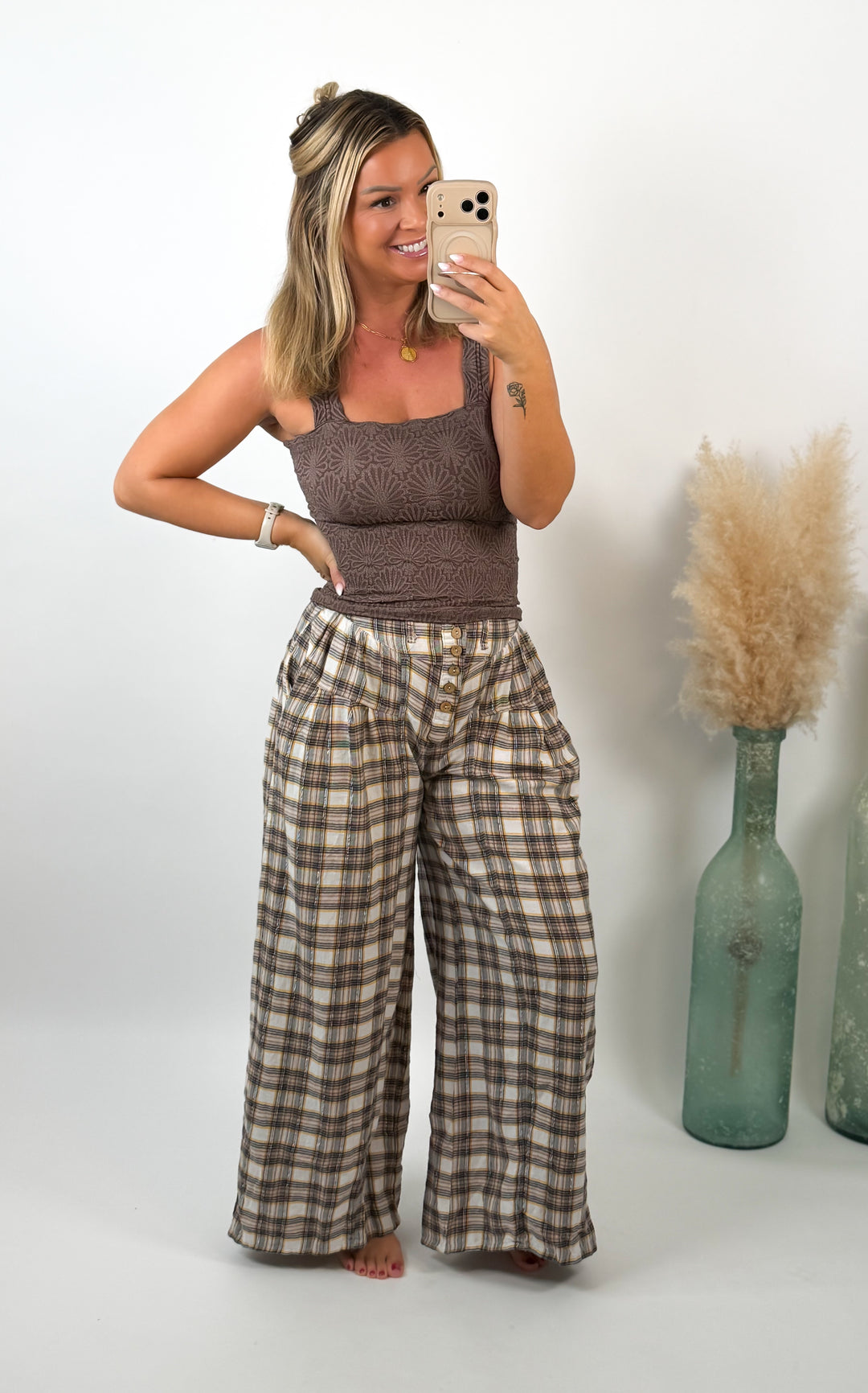 Harlow Plaid Wide Leg Pant