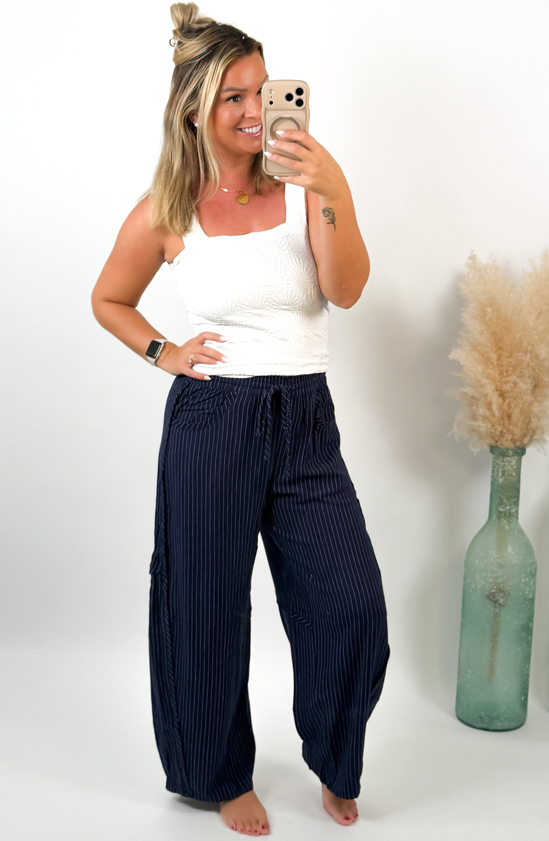 Lennox Pinstripe Wide Leg Pant