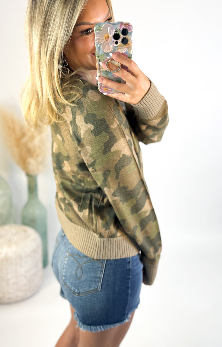 Camo Crush Knit Cardigan