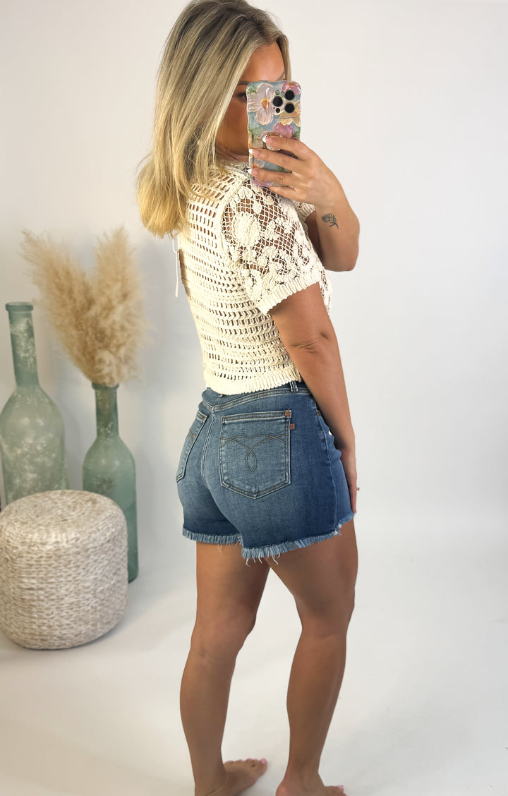 Coastal Crochet Button Top