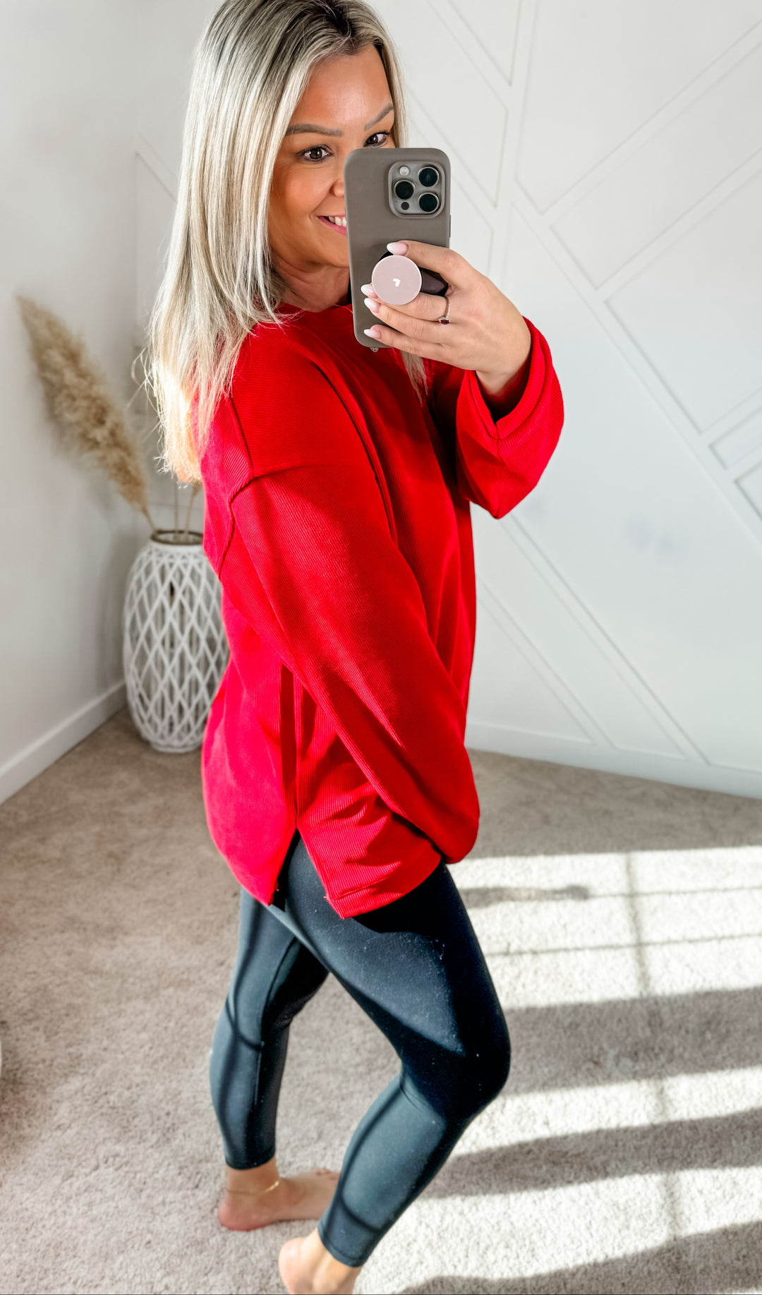 Sarah Corded Crews Red & Green