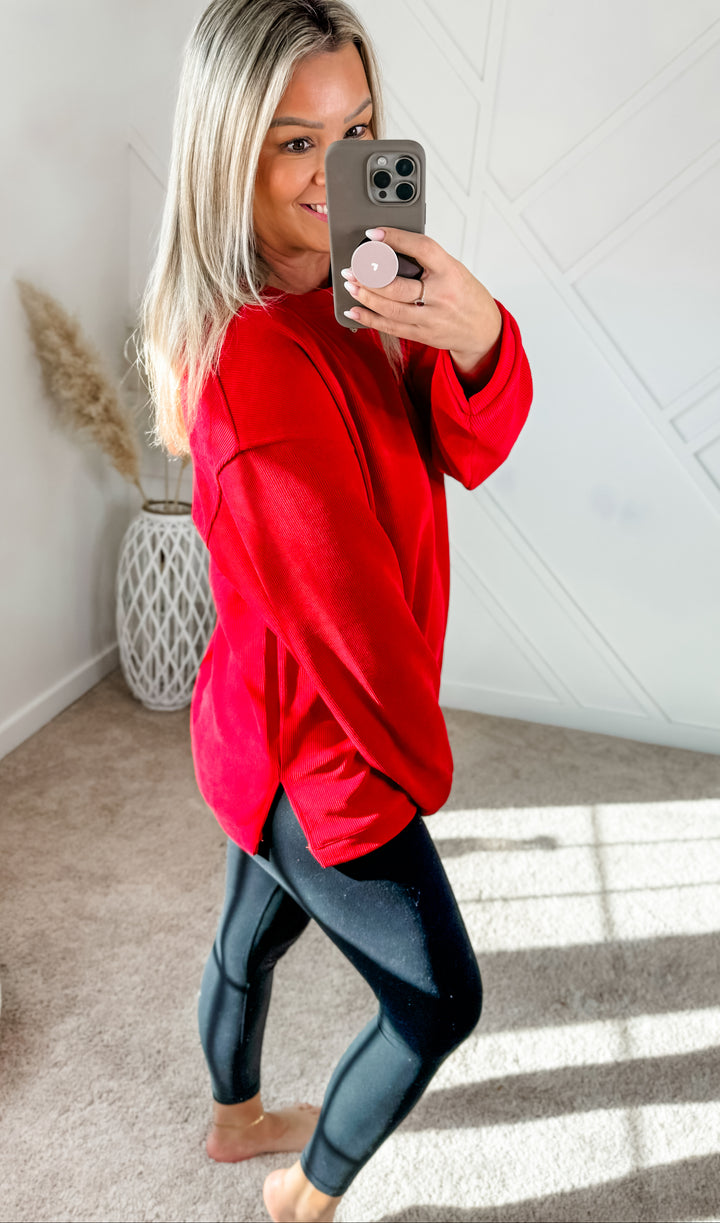 Sarah Corded Crews Red & Green