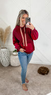 Jessie Two Tone Hacci Pullover Hoodie Wine
