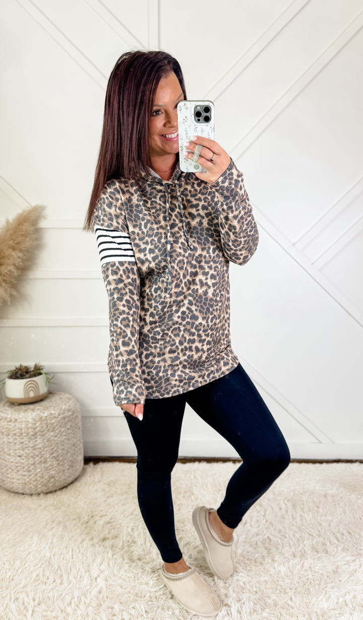 Sasha Animal Print Hooded Top