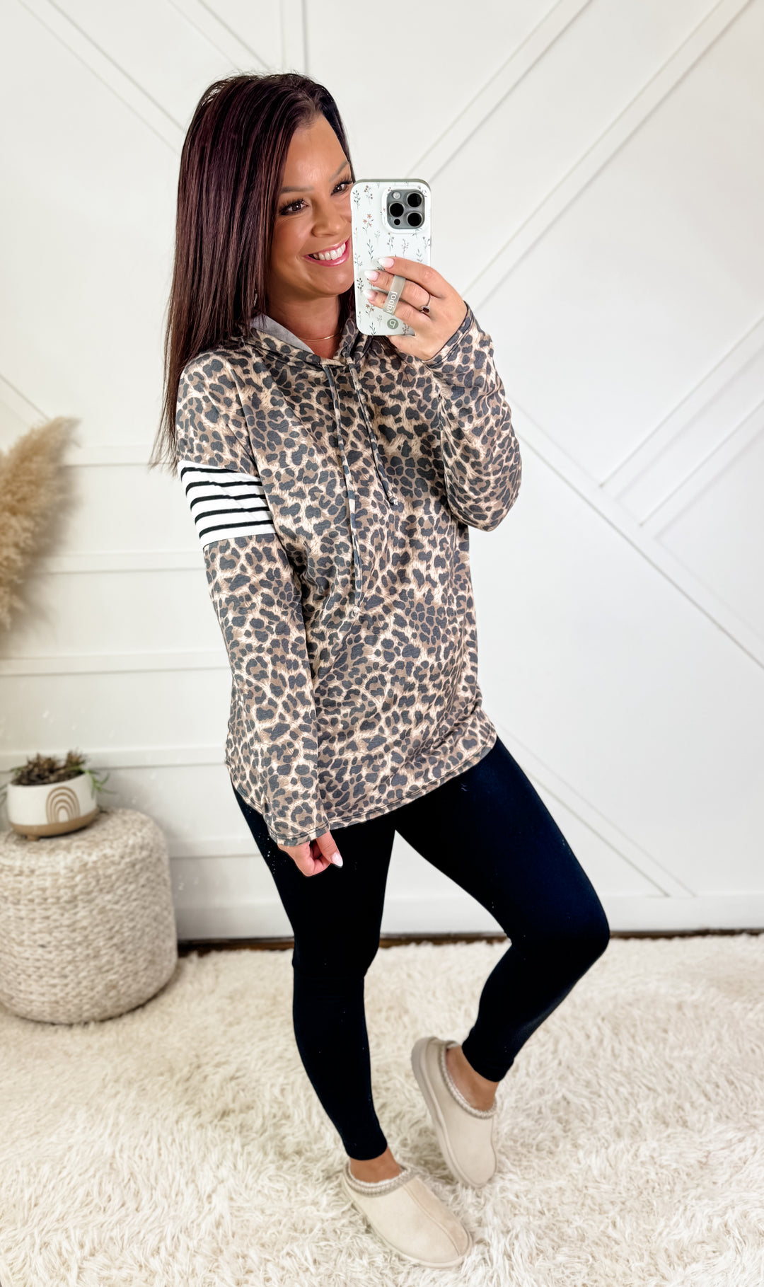 Sasha Animal Print Hooded Top
