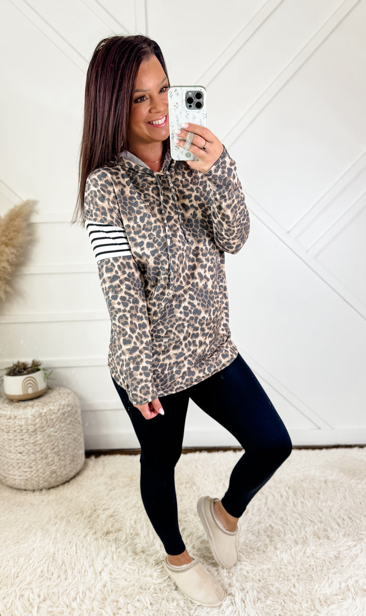 Sasha Animal Print Hooded Top