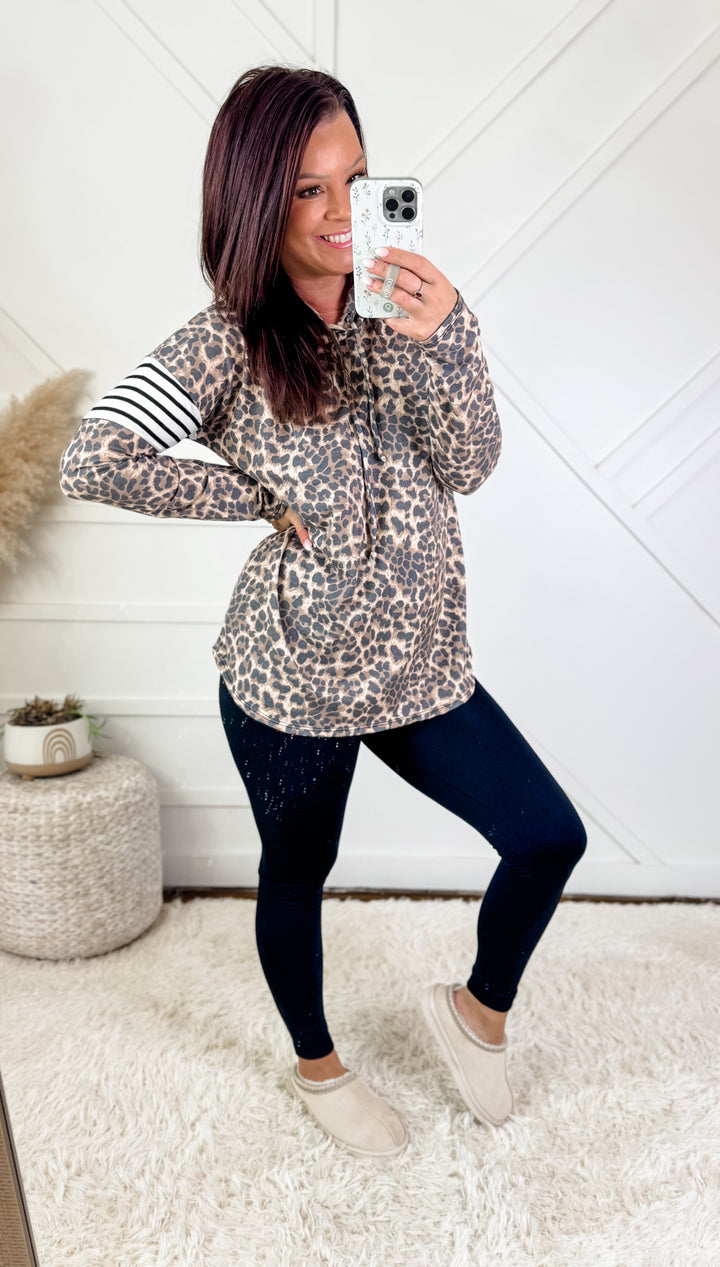 Sasha Animal Print Hooded Top