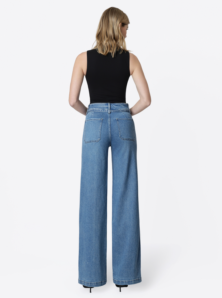 Vervet Lush Life - Super High Rise Tie Waistband Wide Leg Jeans