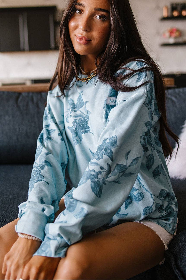 Ampersand Ave University SideSlit Pullover - Poolside