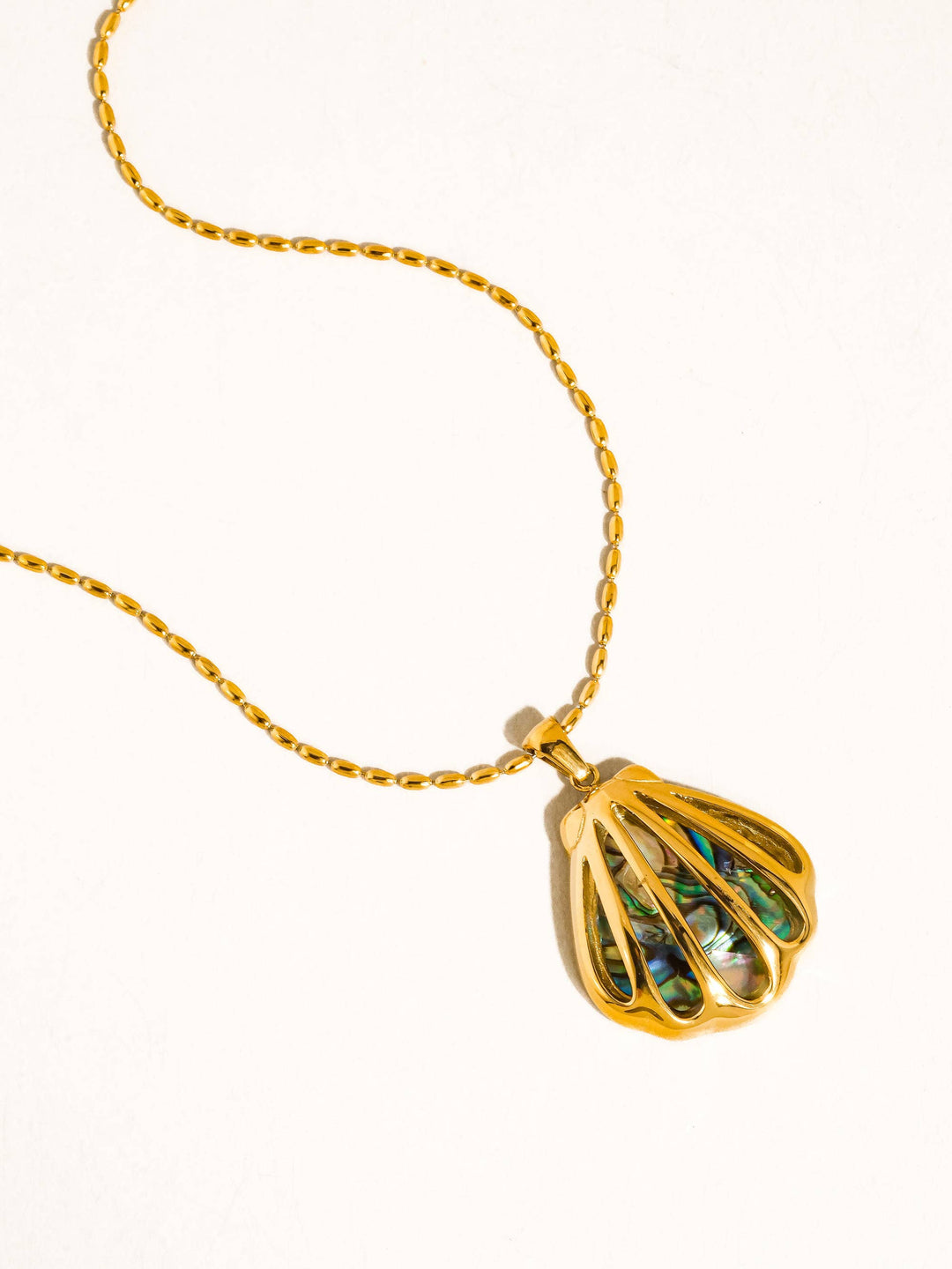 Cydnee 18K Gold Non-Tarnish Abalone Shell Necklace: Multi-Colored