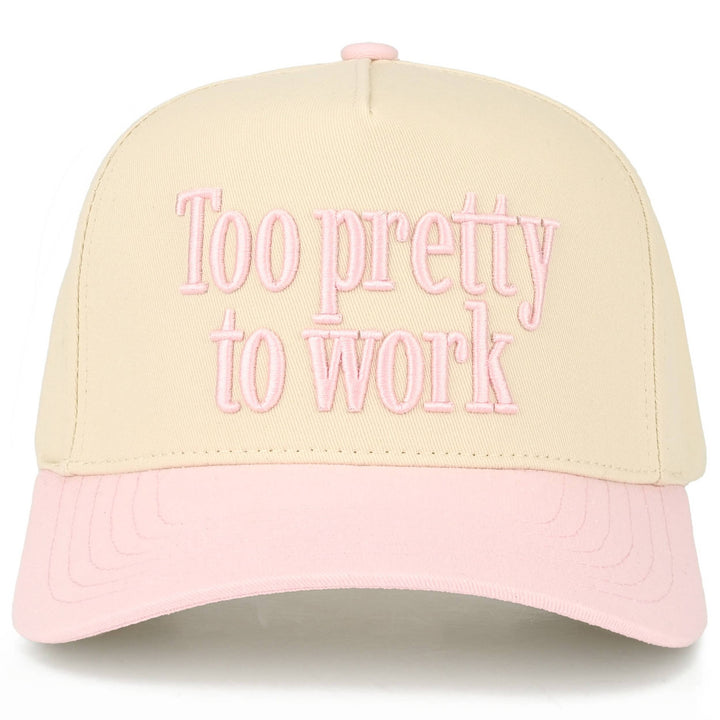 C.C TOO PRETTY TO WORK Letter on Two Tone Trucker Hat