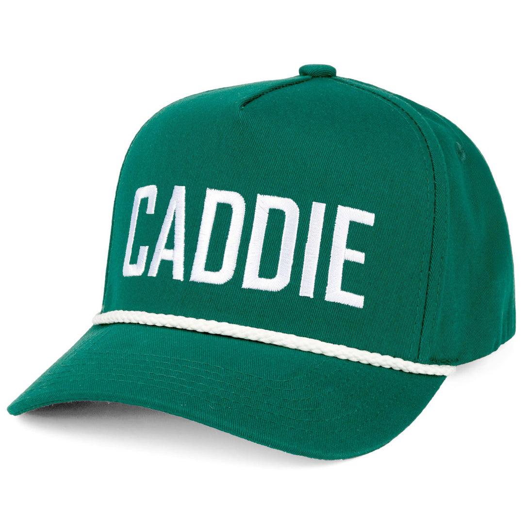 C.C CADDIE Letter with Rope on Two Tone Trucker Hat: Dark Green/White