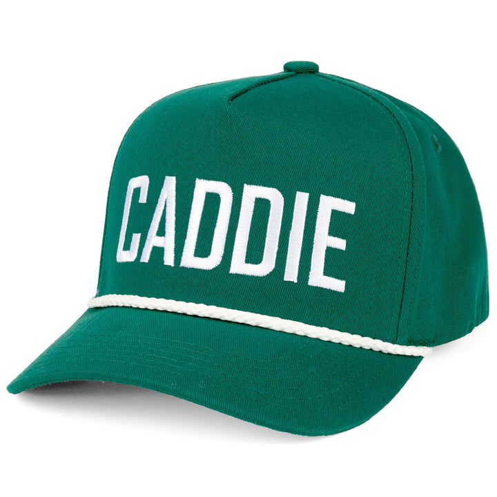 C.C CADDIE Letter with Rope on Two Tone Trucker Hat: Dark Green/White