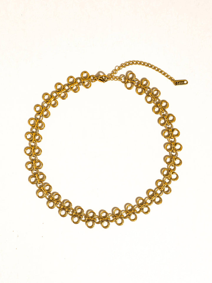 Ritza 18K Gold Non-Tarnish Patterned Choker: Yellow Gold