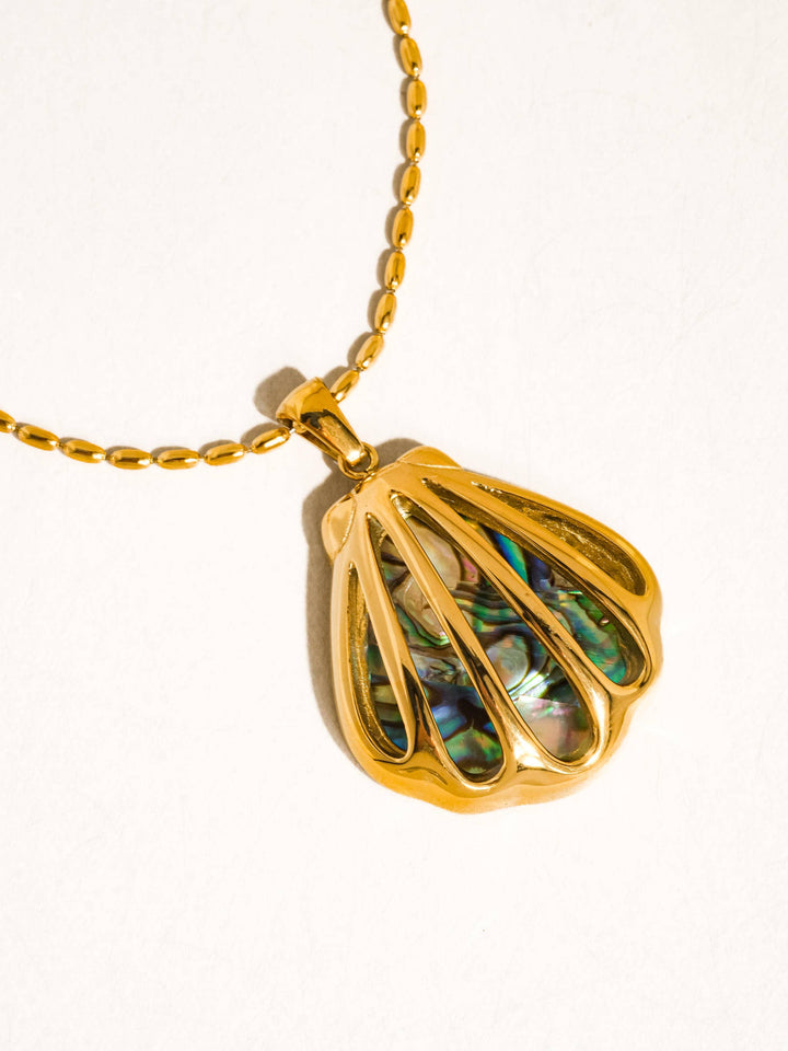 Cydnee 18K Gold Non-Tarnish Abalone Shell Necklace: Multi-Colored