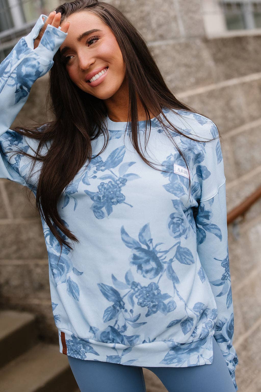 Ampersand Ave University SideSlit Pullover - Poolside