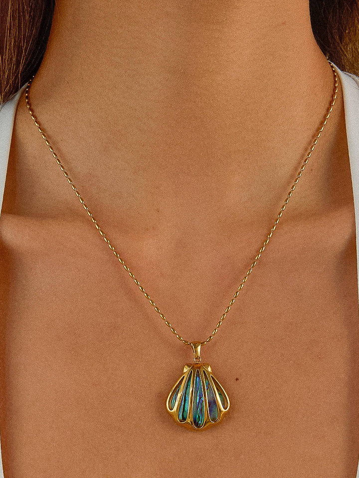Cydnee 18K Gold Non-Tarnish Abalone Shell Necklace: Multi-Colored