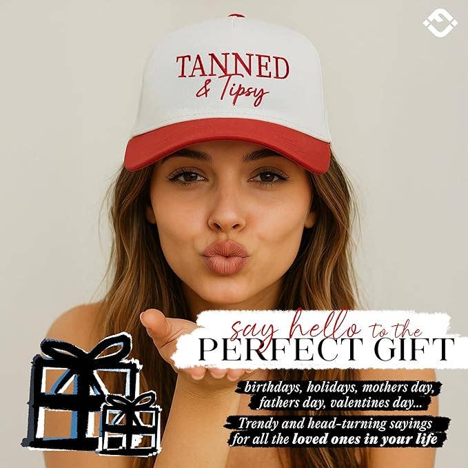 2 Tone Cap: Tanned & Tipsy - Red/White