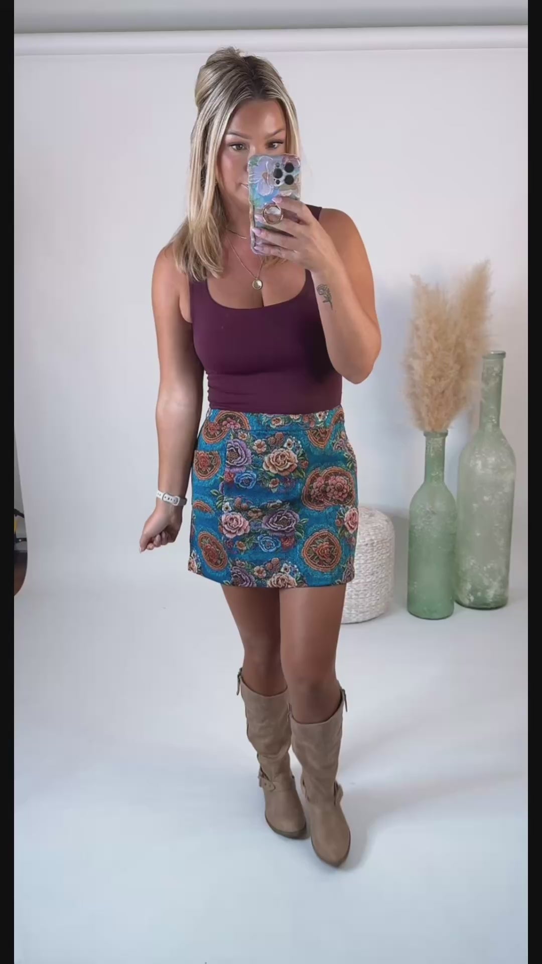 Garden Tapestry Mini Skirt