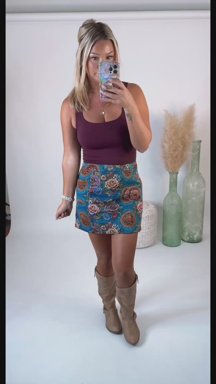 Garden Tapestry Mini Skirt