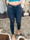 Mid Rise Distressed Skinny Jeans by Vervet